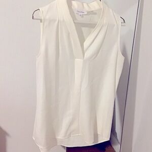 Calvin Klein White Sleeveless Blouse